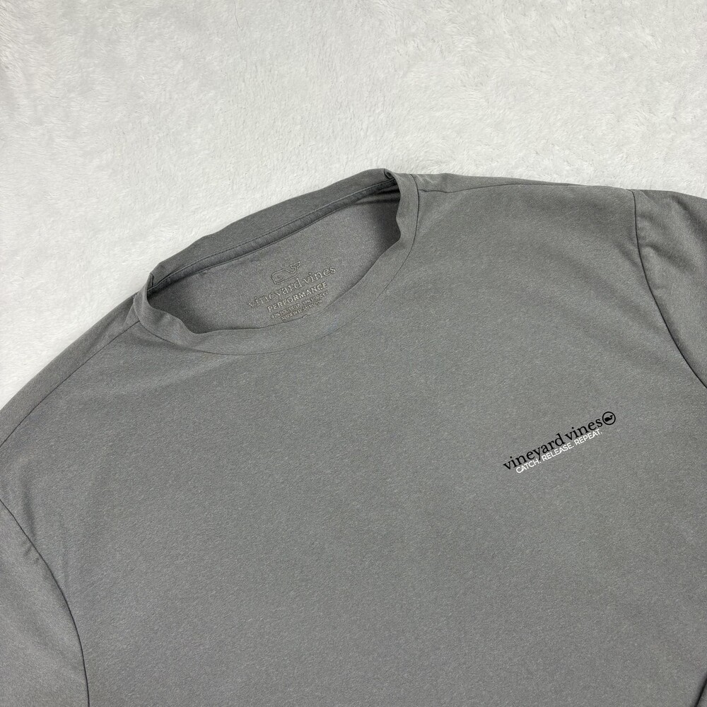 Vineyard Vines T-Shirt Mens S Gray Performance Long Sleeve Tagless Quick Dry